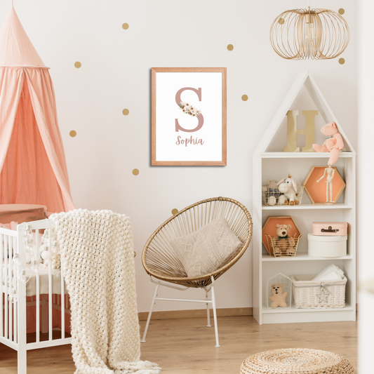 Custom Name Print - Floral Pink