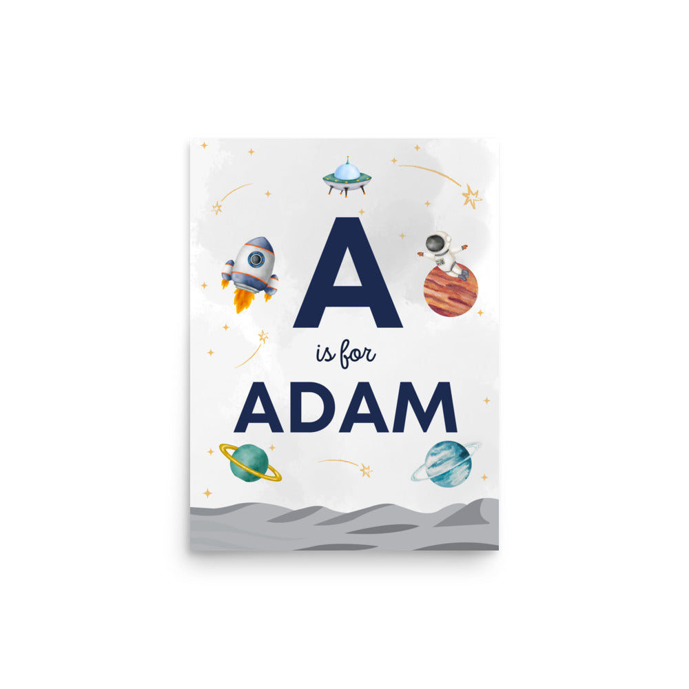 Custom Name Print - Space Theme - Blue