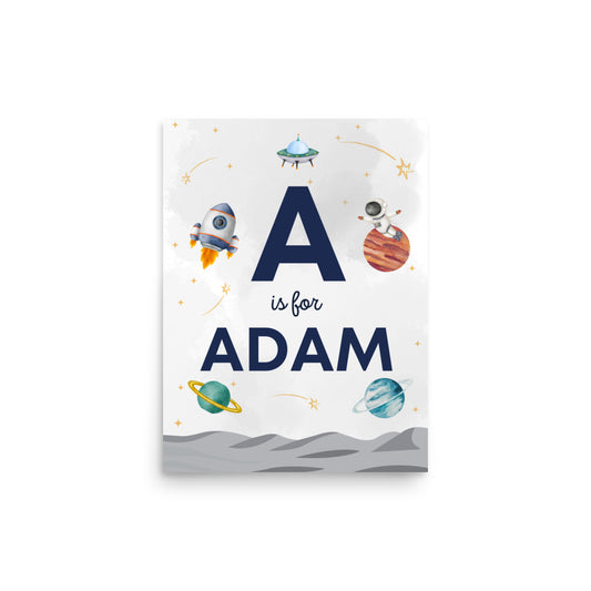 Custom Name Print - Space Theme - Light