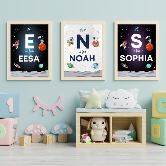 Custom Name Print - Space Theme - Purple