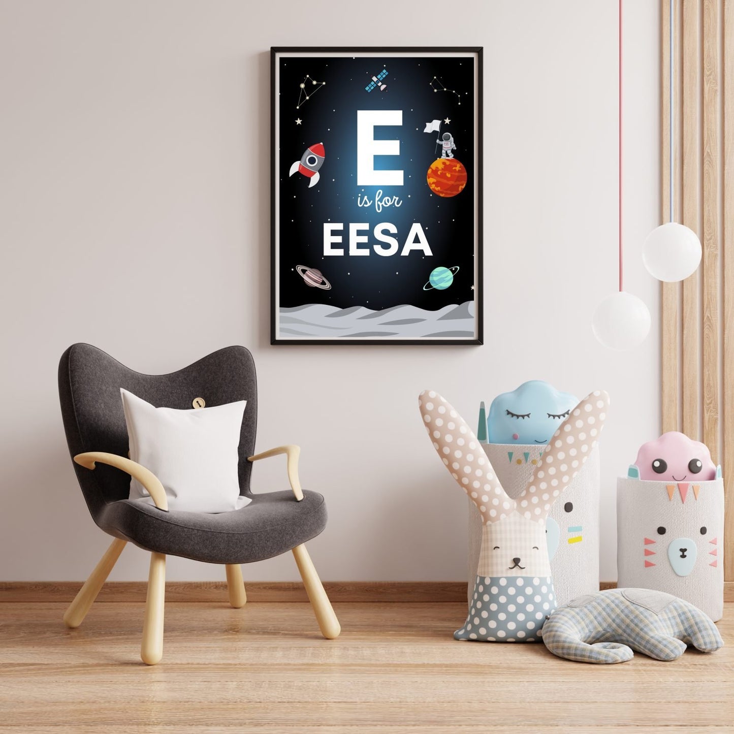 Custom Name Print - Space Theme - Blue