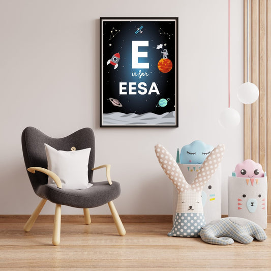 Custom Name Print - Space Theme - Blue