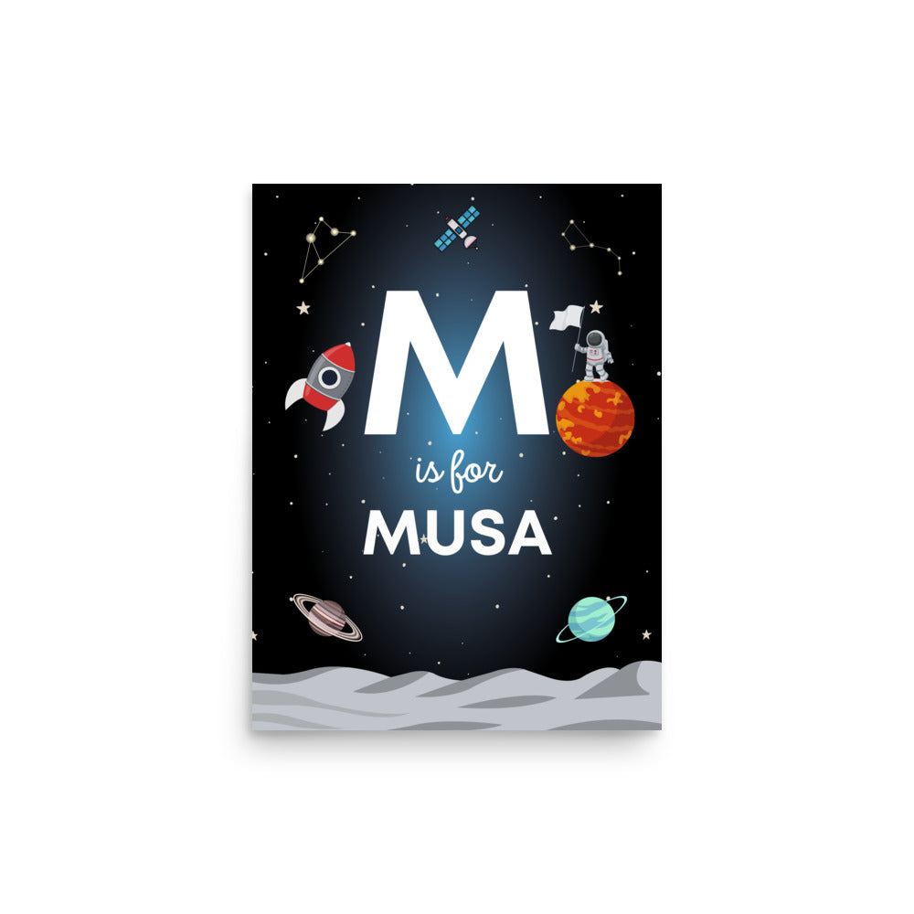 Custom Name Print - Space Theme - Blue