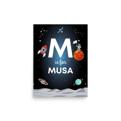 Custom Name Print - Space Theme - Blue