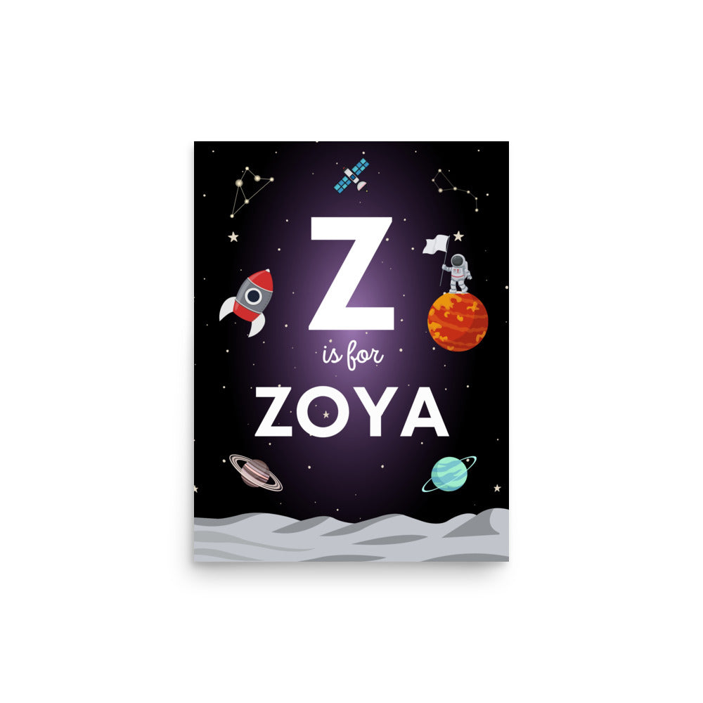 Custom Name Print - Space Theme - Purple