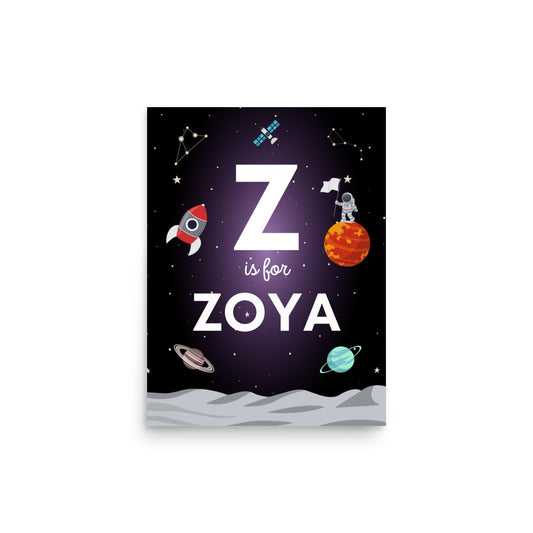 Custom Name Print - Space Theme - Purple