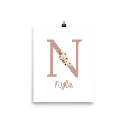 Custom Name Print - Floral Pink