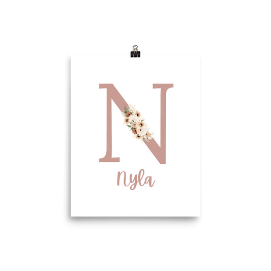 Custom Name Print - Floral Pink