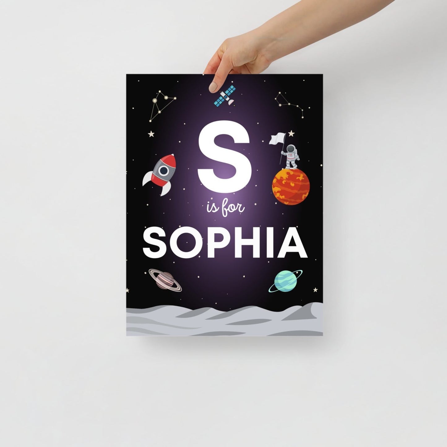 Custom Name Print - Space Theme - Blue